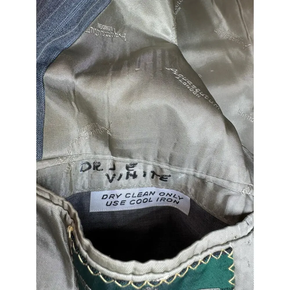 1970s VTG Aquascutum London Gray Pinstripe Two Piece Suit 40R 34x33 Dual Label
